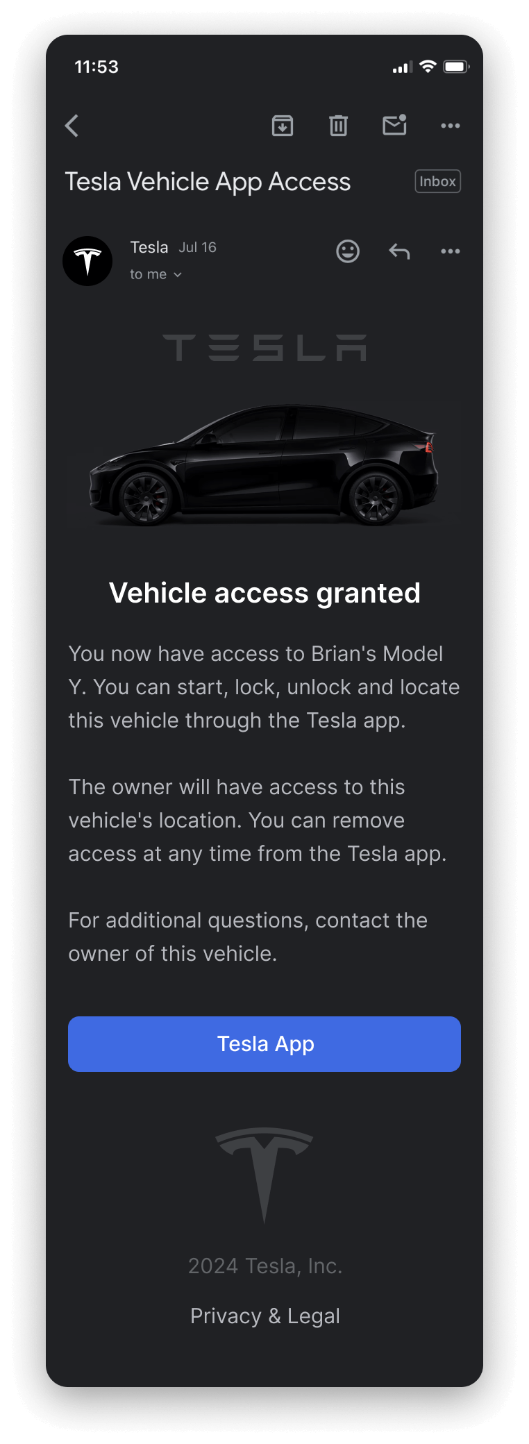 tesla access email
